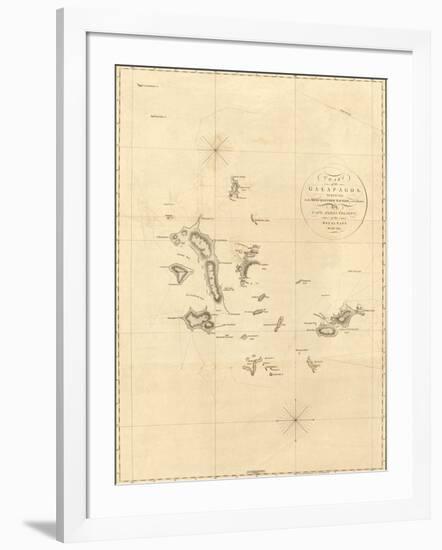 1798 Map of the Galapagos Islands in the Pacific Ocean-null-Framed Art Print