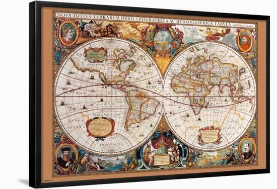 17th Century Antique Style World Map-null-Framed Poster