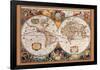 17th Century Antique Style World Map-null-Framed Poster