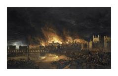 The Great Fire of London, 1666-17th Century Dutch School-Framed Premium Giclee Print