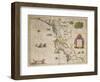 17th Century Map of New Netherland and New England, Gilt Panels, Jean Blaeu, c.1667-null-Framed Giclee Print