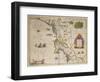 17th Century Map of New Netherland and New England, Gilt Panels, Jean Blaeu, c.1667-null-Framed Giclee Print