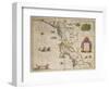 17th Century Map of New Netherland and New England, Gilt Panels, Jean Blaeu, c.1667-null-Framed Giclee Print