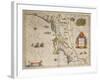 17th Century Map of New Netherland and New England, Gilt Panels, Jean Blaeu, c.1667-null-Framed Giclee Print