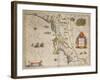 17th Century Map of New Netherland and New England, Gilt Panels, Jean Blaeu, c.1667-null-Framed Giclee Print