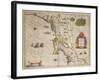 17th Century Map of New Netherland and New England, Gilt Panels, Jean Blaeu, c.1667-null-Framed Giclee Print