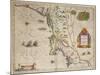 17th Century Map of New Netherland and New England, Gilt Panels, Jean Blaeu, c.1667-null-Mounted Giclee Print