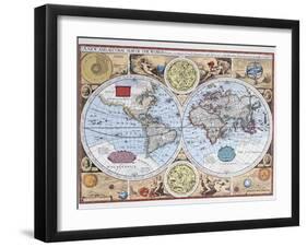 17th Century Map of the World-null-Framed Giclee Print