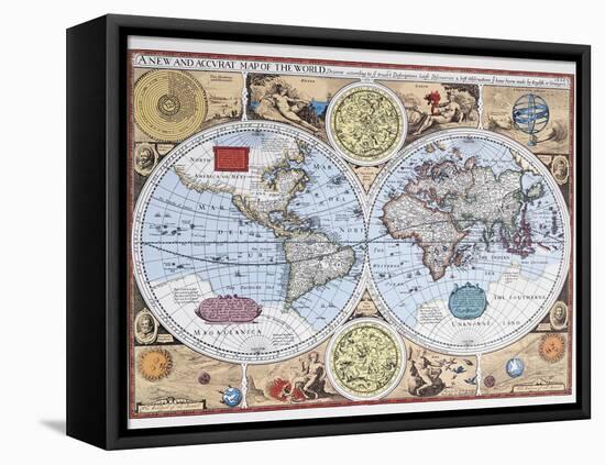 17th Century Map of the World-null-Framed Stretched Canvas