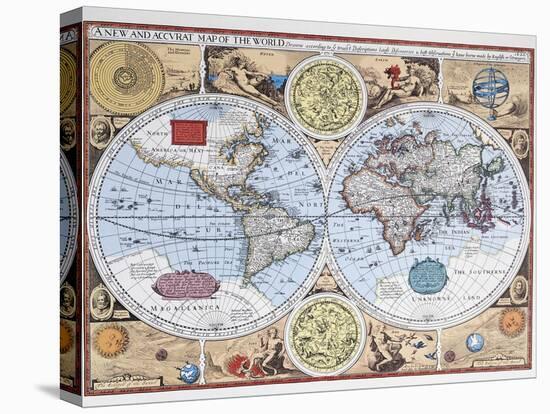 17th Century Map of the World-null-Stretched Canvas