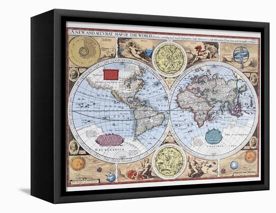 17th Century Map of the World-null-Framed Stretched Canvas