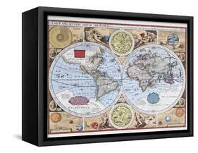 17th Century Map of the World-null-Framed Stretched Canvas