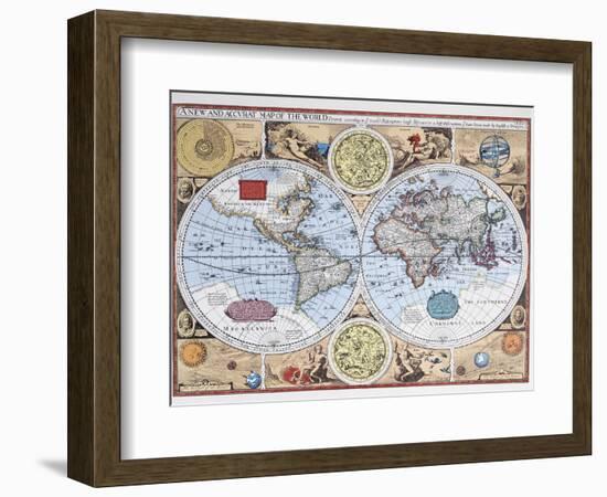 17th Century Map of the World-null-Framed Giclee Print