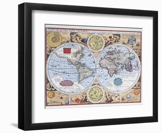 17th Century Map of the World-null-Framed Giclee Print