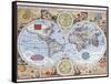 17th Century Map of the World-null-Framed Stretched Canvas