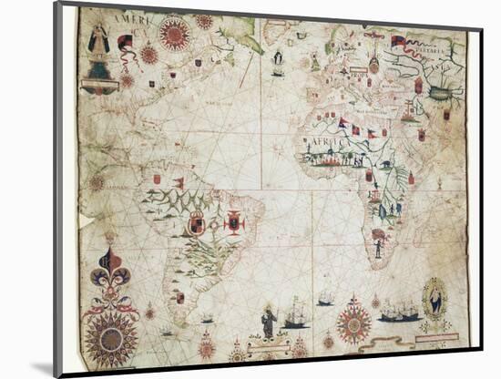 17th Century Nautical Map of the Atlantic-Library of Congress-Mounted Premium Photographic Print