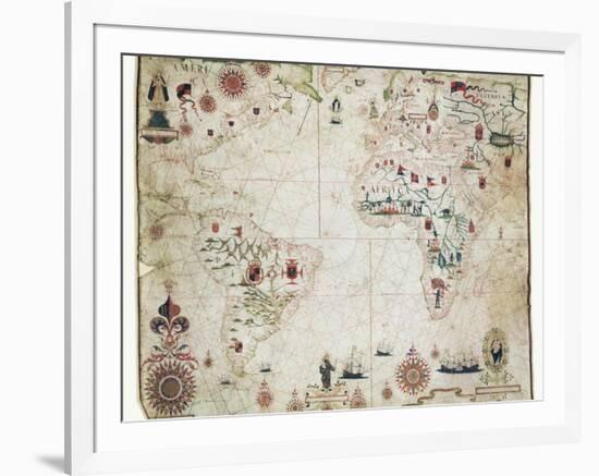 17th Century Nautical Map of the Atlantic-Library of Congress-Framed Photographic Print