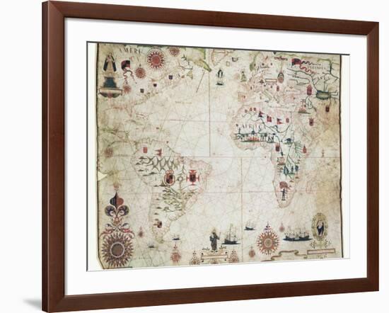 17th Century Nautical Map of the Atlantic-Library of Congress-Framed Photographic Print