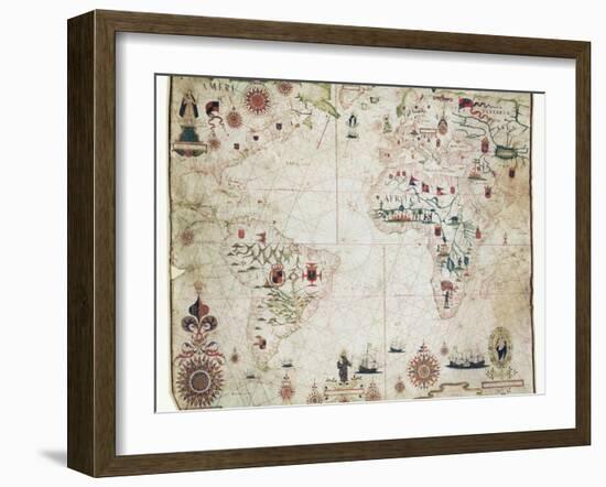 17th Century Nautical Map of the Atlantic-Library of Congress-Framed Photographic Print