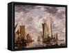 17th century oil painting of Dutch East India Company grand ships at the Dutch port of Flushing.-Vernon Lewis Gallery-Framed Stretched Canvas