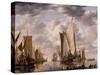 17th century oil painting of Dutch East India Company grand ships at the Dutch port of Flushing.-Vernon Lewis Gallery-Stretched Canvas