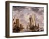 17th century oil painting of Dutch East India Company grand ships at the Dutch port of Flushing.-Vernon Lewis Gallery-Framed Art Print