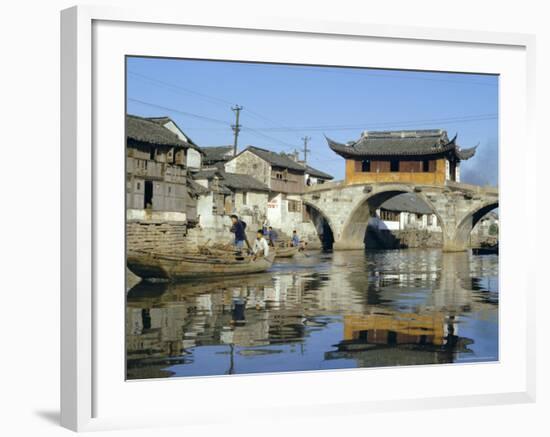 17th Century Pavilion Bridge Over Ancient Canal, Near Soochow (Suzhou), China, Asia-Ursula Gahwiler-Framed Photographic Print