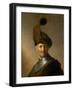 17th century Rembrandt painting of an old man in military uniform, believed to be his own father.-Vernon Lewis Gallery-Framed Art Print