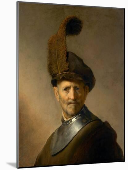 17th century Rembrandt painting of an old man in military uniform, believed to be his own father.-Vernon Lewis Gallery-Mounted Art Print