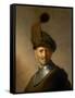 17th century Rembrandt painting of an old man in military uniform, believed to be his own father.-Vernon Lewis Gallery-Framed Stretched Canvas