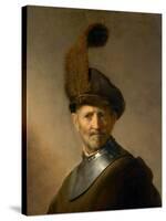 17th century Rembrandt painting of an old man in military uniform, believed to be his own father.-Vernon Lewis Gallery-Stretched Canvas