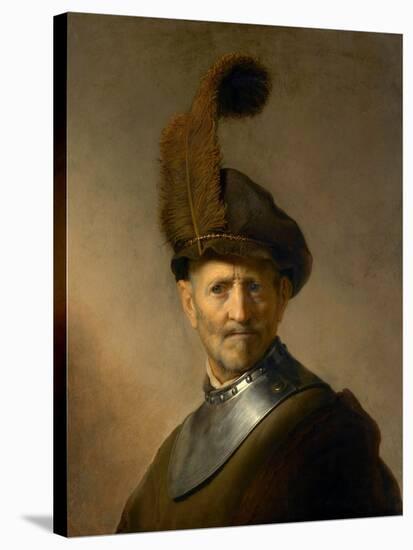 17th century Rembrandt painting of an old man in military uniform, believed to be his own father.-Vernon Lewis Gallery-Stretched Canvas