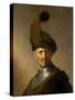 17th century Rembrandt painting of an old man in military uniform, believed to be his own father.-Vernon Lewis Gallery-Stretched Canvas