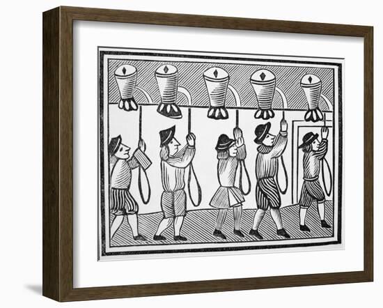 17th Century Woodcut of the Ringing of Bells in a Steeple-null-Framed Giclee Print