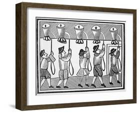 17th Century Woodcut of the Ringing of Bells in a Steeple-null-Framed Giclee Print