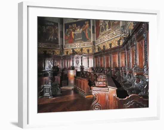 17th Century Wooden Choir, Detail, Cathedral of Pinerolo, Italy-null-Framed Giclee Print