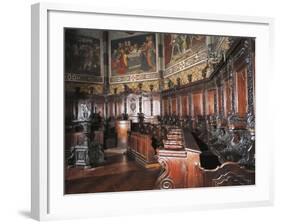 17th Century Wooden Choir, Detail, Cathedral of Pinerolo, Italy-null-Framed Giclee Print