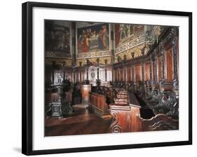 17th Century Wooden Choir, Detail, Cathedral of Pinerolo, Italy-null-Framed Giclee Print