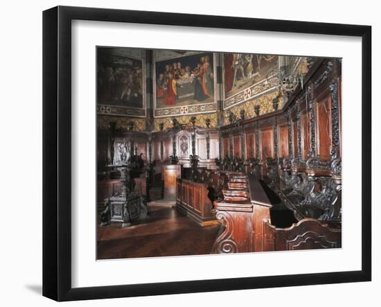 17th Century Wooden Choir, Detail, Cathedral of Pinerolo, Italy-null-Framed Giclee Print