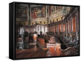 17th Century Wooden Choir, Detail, Cathedral of Pinerolo, Italy-null-Framed Stretched Canvas