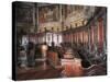 17th Century Wooden Choir, Detail, Cathedral of Pinerolo, Italy-null-Stretched Canvas