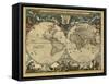 17th Century World Map-Library of Congress-Framed Stretched Canvas