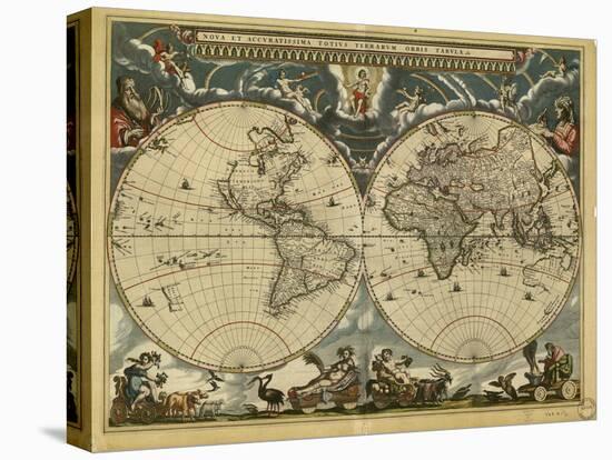 17th Century World Map-Library of Congress-Stretched Canvas