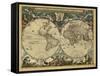 17th Century World Map-Library of Congress-Framed Stretched Canvas