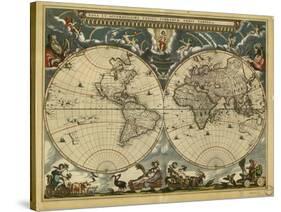 17th Century World Map-Library of Congress-Stretched Canvas