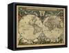 17th Century World Map-Library of Congress-Framed Stretched Canvas
