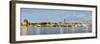 180 degree panorama of downtown Hamburg at the waterfront, Elbe River, Germany-null-Framed Photographic Print