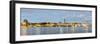 180 degree panorama of downtown Hamburg at the waterfront, Elbe River, Germany-null-Framed Photographic Print