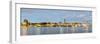 180 degree panorama of downtown Hamburg at the waterfront, Elbe River, Germany-null-Framed Photographic Print