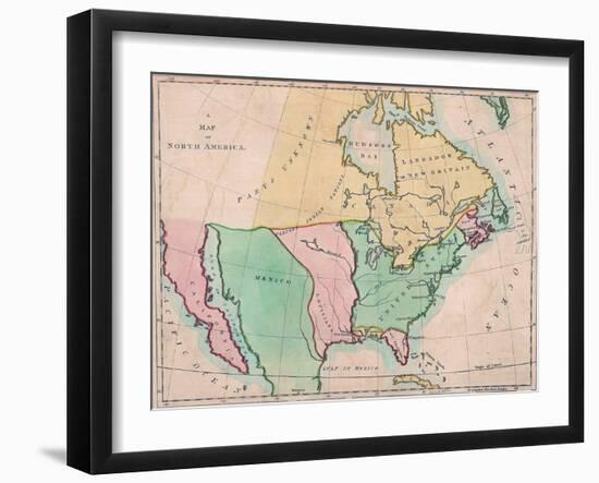 1803 Map of North American Showing the Major Divisions by European National Possession-null-Framed Photo